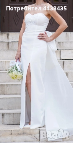 Елегантна бяла рокля за сватба / годеж