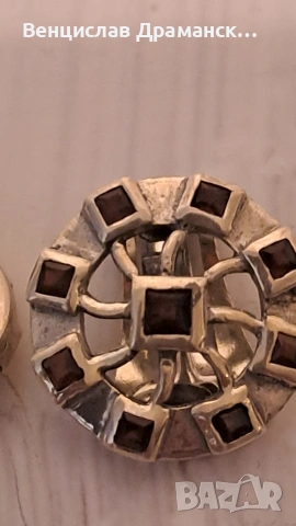 сребърни обеци с гранати., снимка 4 - Обеци - 53365523