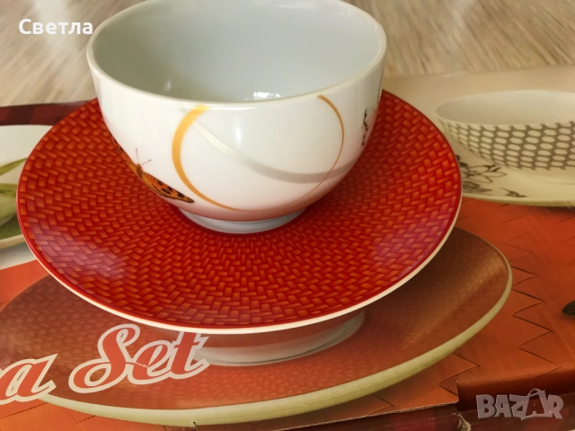 Сервиз за чай или кафе,порцелан и Чаши рисувано стъкло от Германив;Старинна чаша стъкло/метал-Познан, снимка 3 - Чаши - 50177713