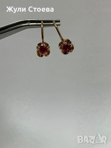 	Руски златни обеци със синтетични рубини