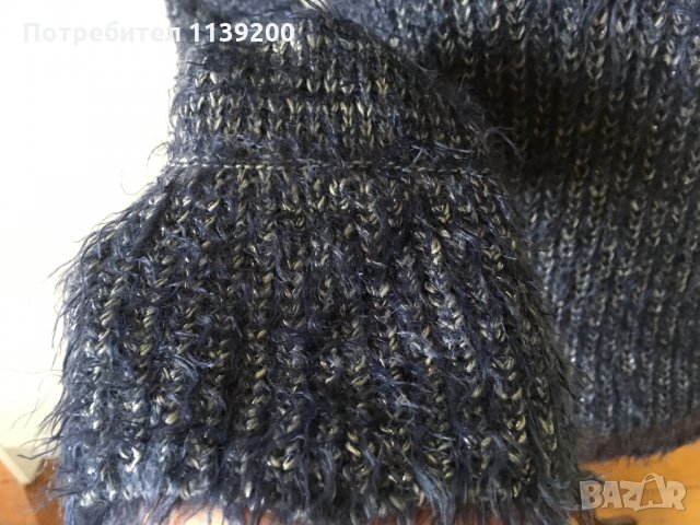 Morgan marine S стилен пухкав мек пуловер с шал яка дълъг ръкав, снимка 3 - Блузи с дълъг ръкав и пуловери - 27273098