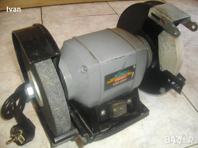 ф150мм-200 Вата-Шмиргел Голям-King Craft KSM-200V-Два Камъка Дискове-Сив-Бял, снимка 2 - Други инструменти - 33573855