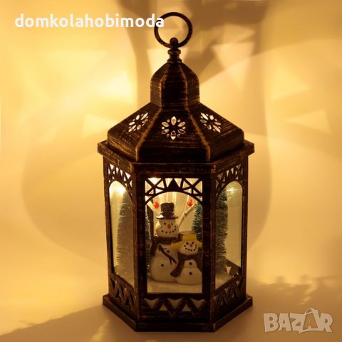 Коледен фенер, LED осветление, Снежни чосеци с елхи и сняг