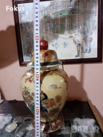 Сатцума Satsuma стара голяма ваза буркан порцелан печат, снимка 6 - Антикварни и старинни предмети - 43170824