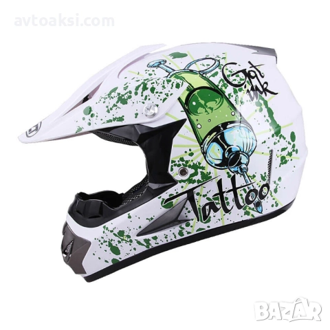 Каска мотор крос Детска White -721319