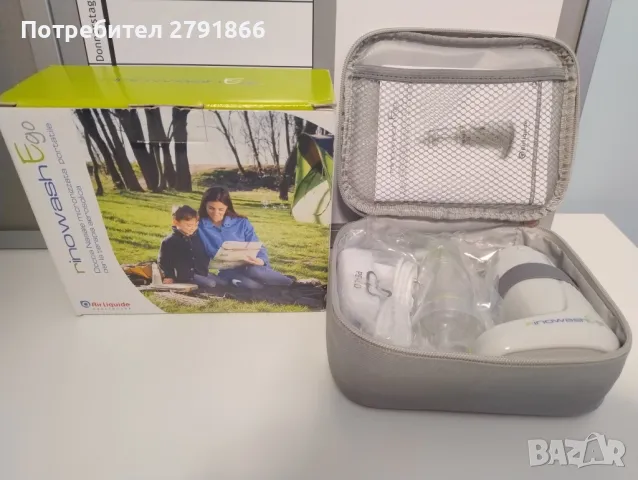 Преносим микронизиран назален душ Rinowash Ego с акумулаторни батерии за аерозолна терапия чисто нов