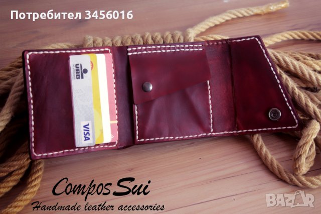 Портфейл от естествена кожа, ръчна изработка, снимка 4 - Портфейли, портмонета - 39965326