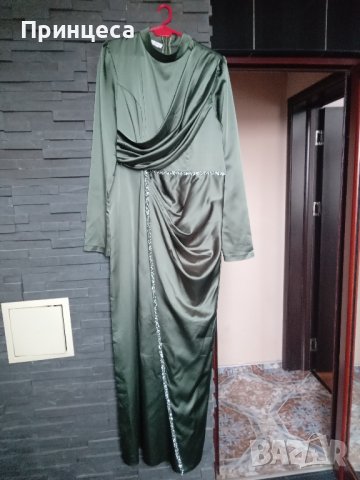 Светло зелена дълга рокля , снимка 2 - Рокли - 43263551