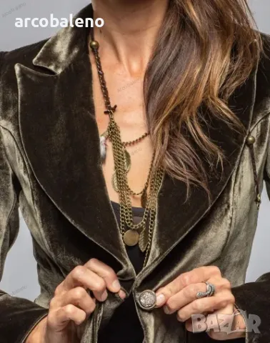 Дамски кадифен ретро блейзър (сако) с едно копче с V-образно деколте, 4цвята , снимка 7 - Сака - 48134999