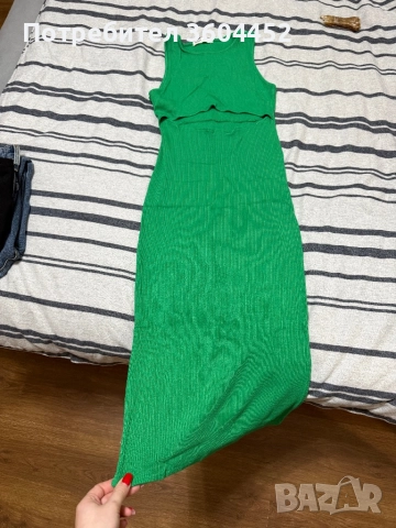 Зелена изчистена рипсена рокля