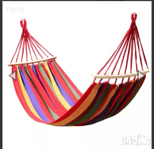 Хамак с дървени рейки, 200х80см, многоцветен, снимка 3 - Градински мебели, декорация  - 43111634