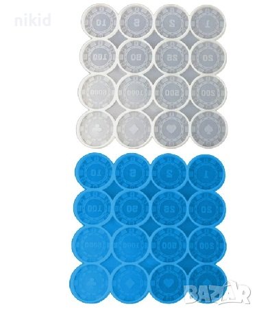 Казино покер жетони хазарт монети силиконов молд форма фондан шоколад смола, снимка 2 - Форми - 37463640