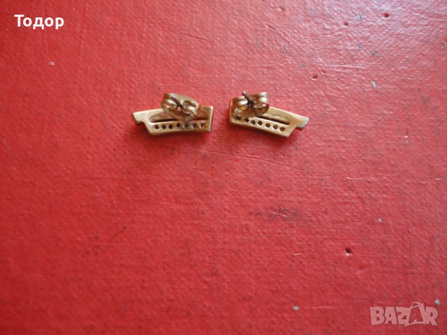 Позлатени обеци обици с камъни 6, снимка 3 - Обеци - 53051298