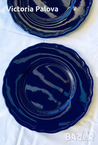 Големи стъклени кобалтови чинии- плата ESTE C.E. Италия, снимка 12 - Антикварни и старинни предмети - 51424239