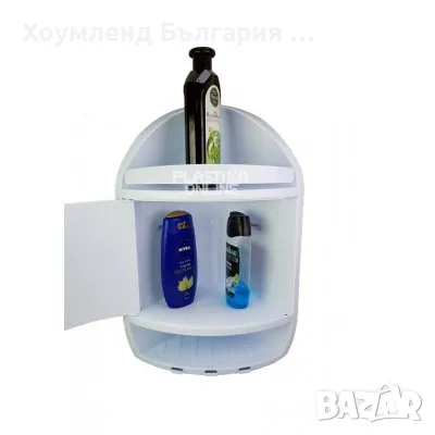 Ъглова етажерка за баня с вратичка, закачалки и три нива, снимка 3 - Етажерки - 48768308