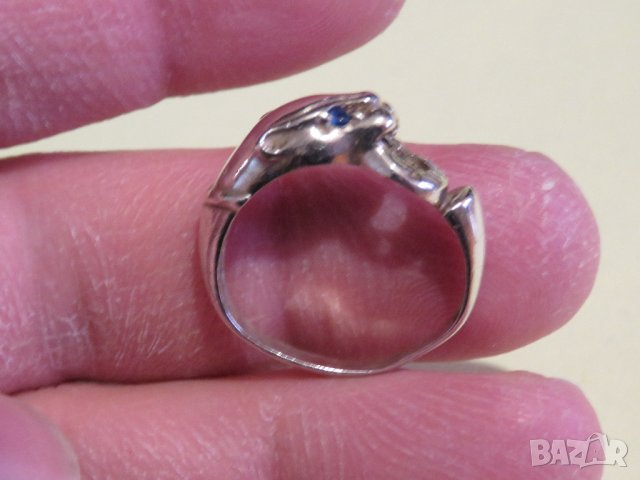  стар сребърен пръстен с животинче и камъни - красота за твоята ръка, снимка 3 - Пръстени - 36844356