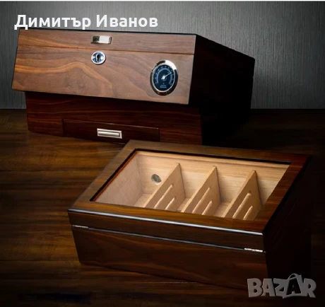 Кедров хумидор с модерен дизайн за до 50 пури