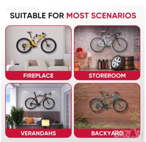 Стенна стойка за велосипед за велосипед, държач за велосипед, стенен монтаж, снимка 3 - Аксесоари за велосипеди - 51672784