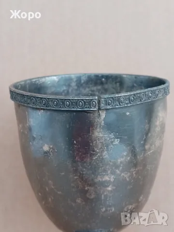 старинна посребрена чаша бокал 19ти век, снимка 2 - Антикварни и старинни предмети - 50337441