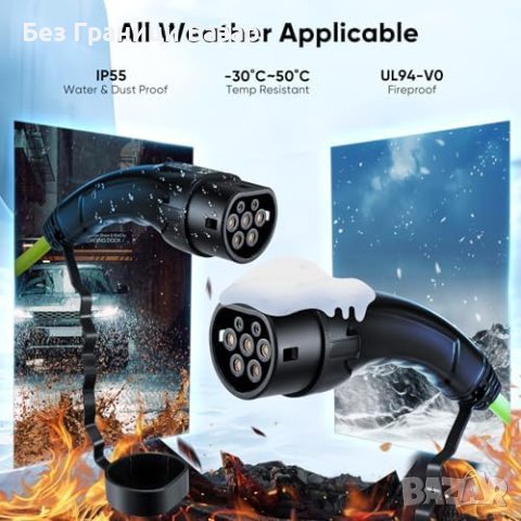 Нов Бързо Зареждащ Кабел Type 2 за Електромобили 7.2KW - 5м, снимка 3 - Друга електроника - 43688116