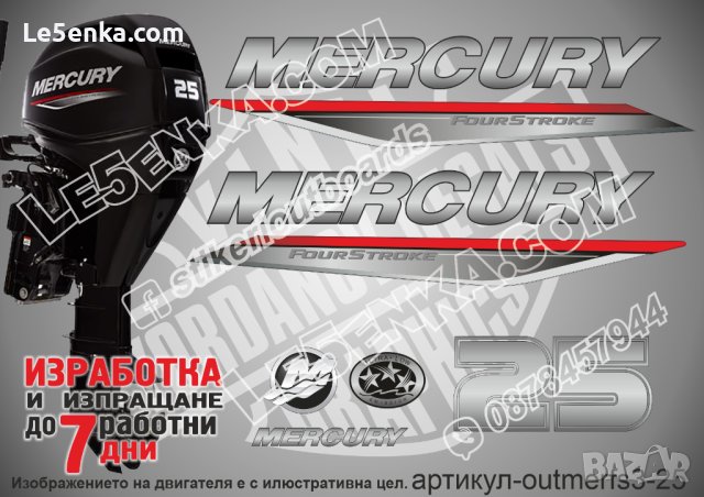 MERCURY 25 hp FS 2019-2022 Меркюри извънбордов двигател стикери надписи лодка яхта outmerfs3-25, снимка 1 - Аксесоари и консумативи - 43245543