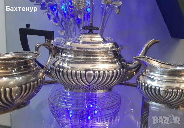 Посребрен английски сет, снимка 8 - Антикварни и старинни предмети - 52295141