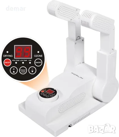 FORLIM Сушилня за обувки за работни ботуши с 24-часов таймер Сгъваем дизайн Интелигентен панел, бял