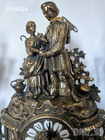 Каминен часовник бронзов , снимка 5 - Антикварни и старинни предмети - 36685540