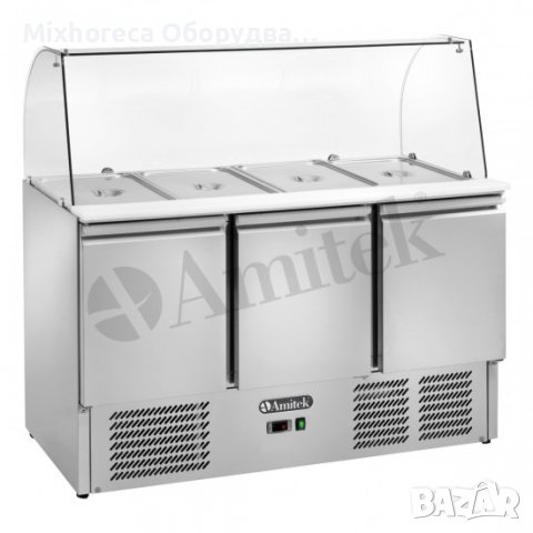 Саладет за 4 GN 1/1 с надстройка - 3 врати - 1365 х 700 х 1300 мм