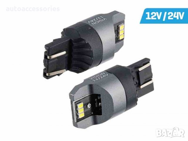 Крушка VISION W21 / 5W (T20q) 12 / 24V 6x 3020 SMD LED, неполярна, CANBUS, бяла, 2 бр.58336, #100005, снимка 1