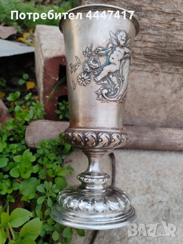 Стара Сребърна наградна чаша 1890г, снимка 3 - Други ценни предмети - 52537902
