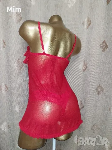 S/M Ярко червена къса нощница и полупрашка , снимка 3 - Нощници - 50227910