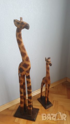 Дървени африкански фигури на жирафи, снимка 3 - Антикварни и старинни предмети - 43900744