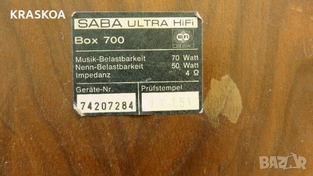 SABA ULTRA HI FI BOX 700, снимка 17 - Тонколони - 43930196