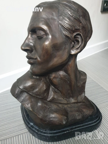 39см-13кг Rodin статуя-бюст/стара френска бронзова скулптура/фигура