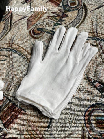 Чифт бели памучни ръкавици