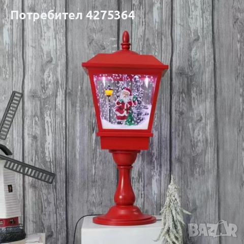 Декоративна коледна лампа с Дядо Коледа, падащ сняг и мелодии, снимка 6 - Декорация за дома - 52261871