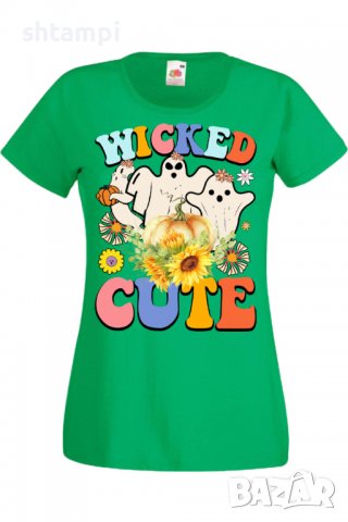 Дамска тениска Wicked cute,Halloween,Хелоуин,Празник,Забавление,Изненада,Обичаи,, снимка 7 - Тениски - 38154530