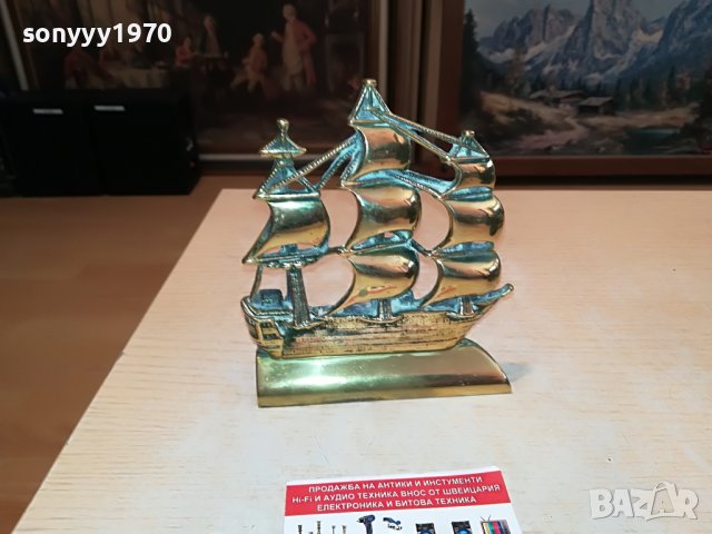 КОРАБ ОТ АНГЛИЯ-МЕД/МЕСИНГ 2305221818, снимка 13 - Антикварни и старинни предмети - 36853838