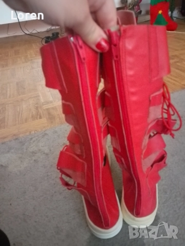 Ново!Червени интересни кецове от естествена кожа , снимка 3 - Кецове - 52655802