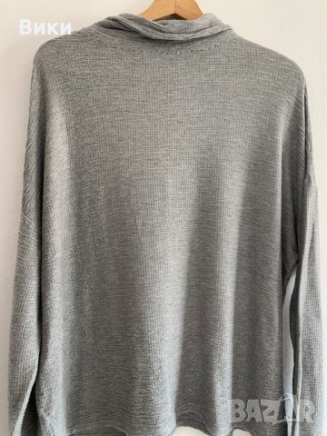 Сива дамска блуза с яка, снимка 6 - Блузи с дълъг ръкав и пуловери - 26332218