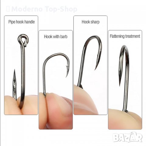 Комплект 500 броя куки за риболов в различен размер от 3 # до 12 #, снимка 7 - Такъми - 38705634