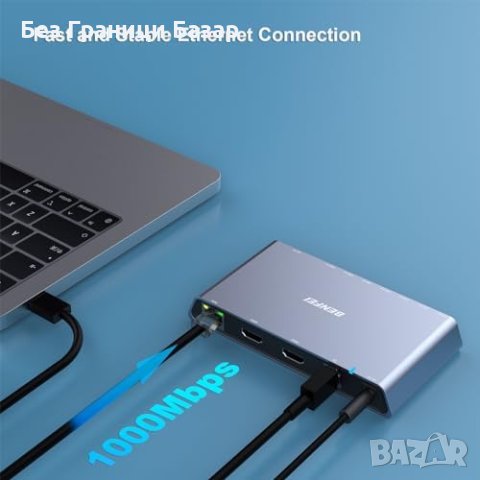 Нов 12-в-1 USB 3.0 докинг станция с двоен HDMI дисплей 6*USB порта SD TF четец, снимка 7 - Друга електроника - 43177263