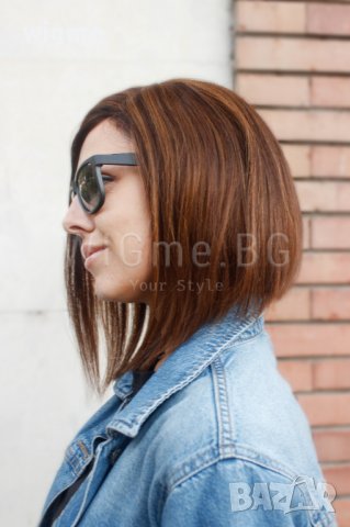 Средна дължина кестенява перука от ЕСТЕСТВЕН косъм Селена, снимка 5 - Аксесоари за коса - 38356259