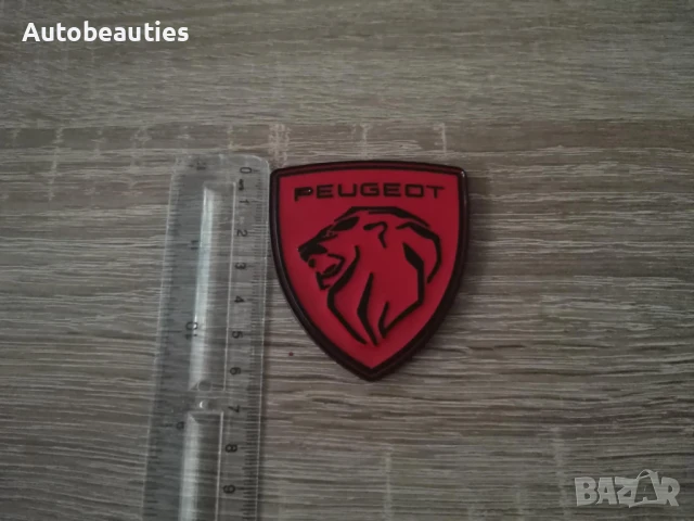 металнa емблема Peugeot червено с черно, снимка 3 - Аксесоари и консумативи - 51211669