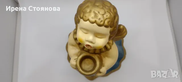 Декоративен,  коледен ангел с място за свещ, Германия. Височина 36 см, снимка 15 - Декорация за дома - 48095919