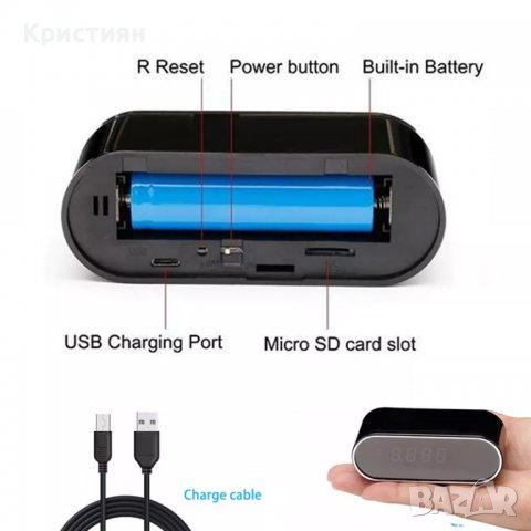 Скрита Камера LED Часовник, Шпионска Мини Камера Wi-Fi Скрит Видеозапис Сигурност Подслушвател, снимка 2 - Друга електроника - 38283422