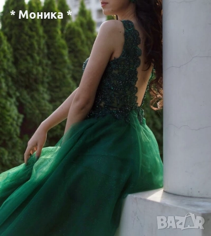 Тъмнозелена бална рокля, снимка 5 - Рокли - 52471917