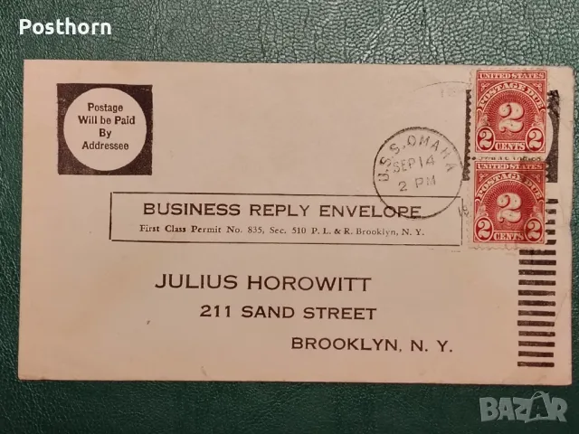 1930 САЩ Корабна поща с печата на U.S.S Omaha , снимка 1