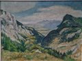 Стар Алпийски пейзаж на худ. Eugen Nell от 1951 г., снимка 2